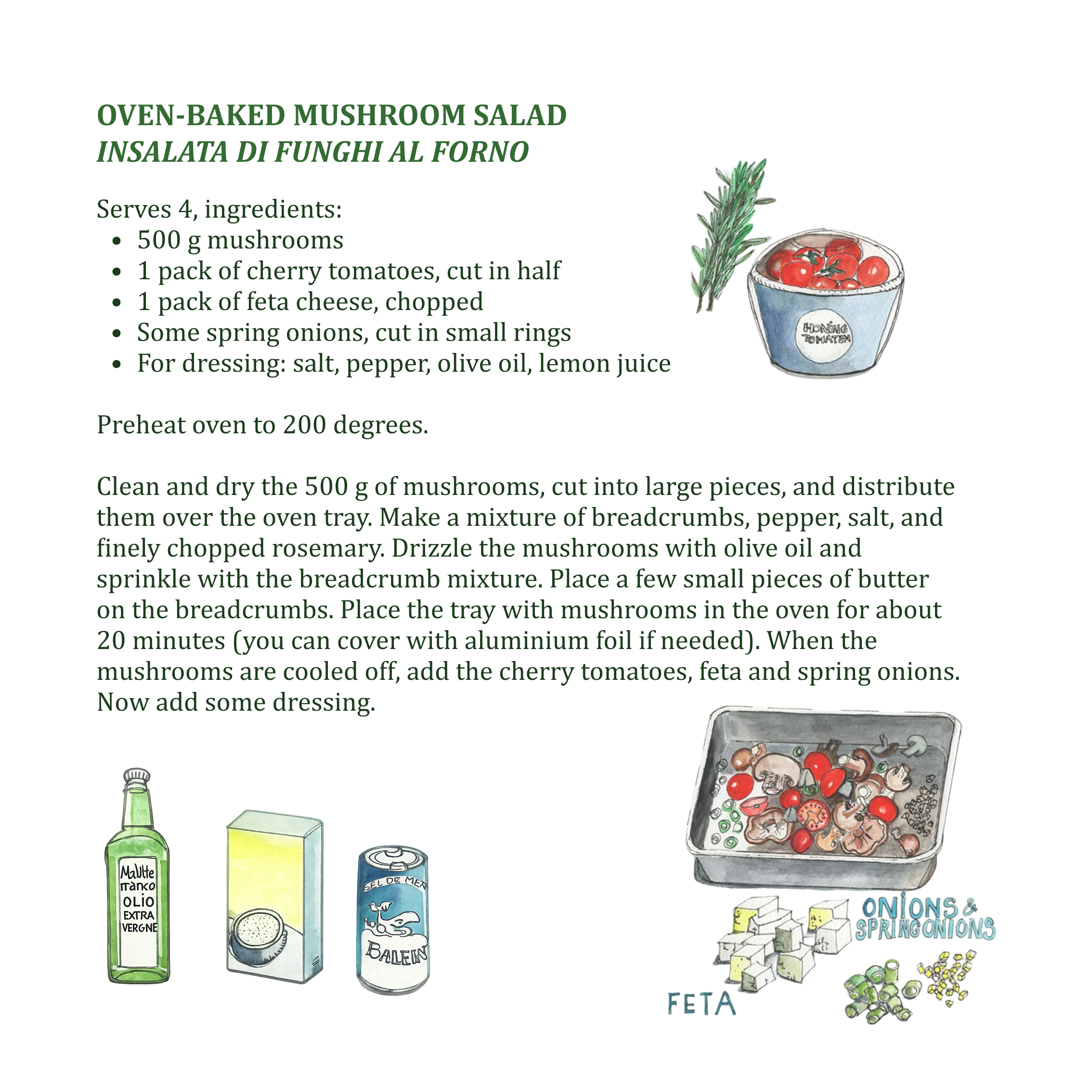 Receptpagina: Oven-baked mushroom salad